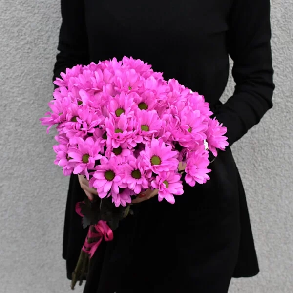 19 розовых хризантем