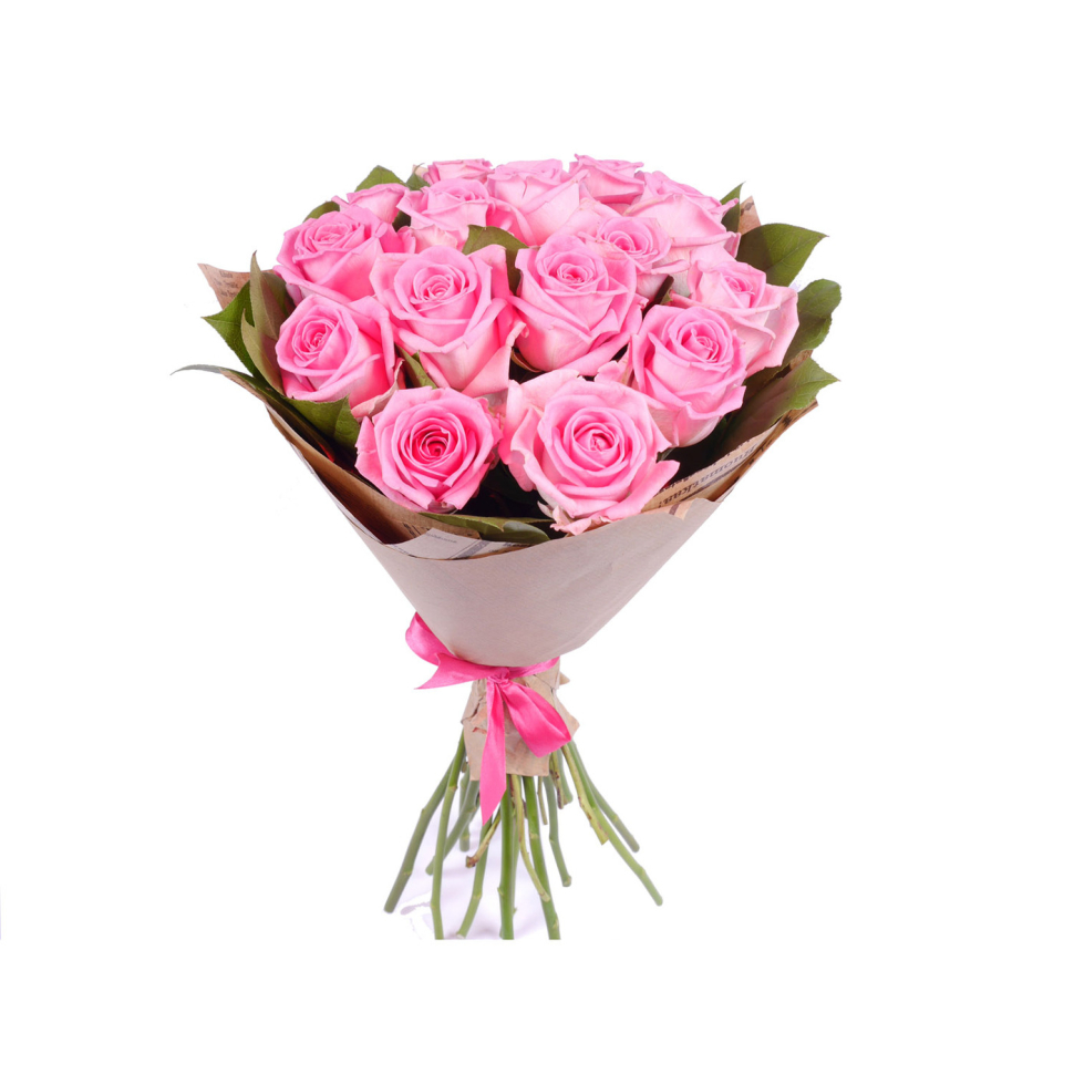 15 розовых роз (50 см)