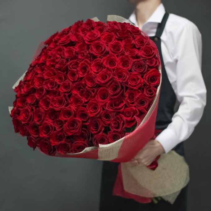 101 бордовая роза (70 см)