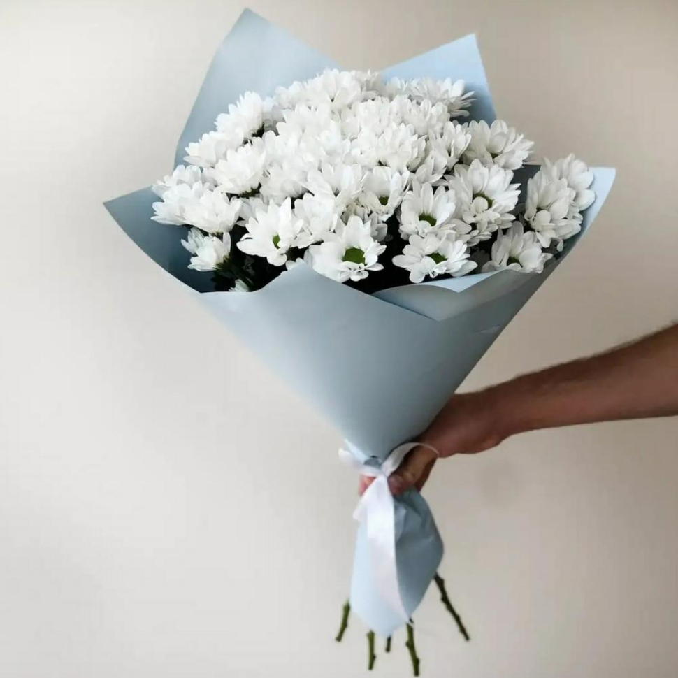 7 белых кустовых хризантем