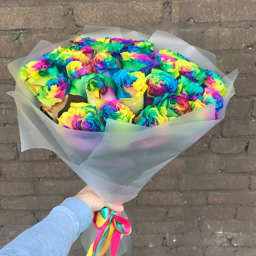 29 радужных роз (50 см)